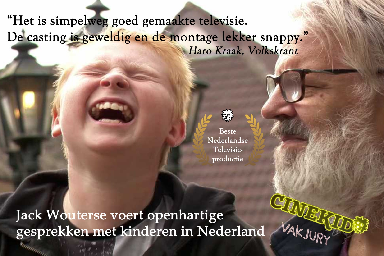   'Ik ben Nederlander' heeft goede bedoelingen die je niet worden opgedrongen  TV-recensie Haro Kraak  Onze vorst had een boodschap voor het volk. De kinderserie 'Ik ben Nederlander' heeft die ook, maar vermakelijker verpakt. Jack Wouterse en koning WillemAlexander wilden de mensen deze dagen een boodschap meegeven, toevallig dezelfde, hoewel geheel anders verpakt. Staand in een vertrek van Villa Eikenhorst te Wassenaar zei de koning, gefilmd van schoen tot kruin, het op Eerste Kerstdag zo: 'Juist nu de wereld om ons heen minder houvast geeft, moeten we vasthouden aan wat we samen delen en beschermen wat ons verbindt.' In een vrij land, aldus de vorstelijke autocue, zouden mensen niet gediscrimineerd moeten worden en afwijkende meningen niet onder druk mogen staan. Duidelijk, dank. Een paar uur later op NPO 3 bezocht Jack Wouterse een basisschool in Uden voor het NTRprogramma Ik ben Nederlander. Leerling Daan wees op de schoolregels: 'Iedereen hoort erbij', en de oproep rustig op elkaars mening te reageren. 'De een vindt dit, de ander vindt dat', vatte Wouterse samen. In zijn nieuwe kinderprogramma Ik ben Nederlander wil Jack Wouterse verbinden. 'Ik wil al die mooie kinderen laten zien, nu iedereen boos is op elkaar.' (+) 'En het is een vrij land', sprak de blonde jongen ineens bloedserieus. 'Dus ik vind dat dat wel gewoon mag.' Wouterse, tikje spottend: 'Hé, goed gezegd, man.' Het luchtige toontje van Wouterse werkte uitstekend gecombineerd met de kinderernst. Het ene moment speelde de grote, grijsbebaarde acteur een autoritaire brombeer, dan weer was hij de lieve opa. De kinderen voelden zijn toneelspel feilloos aan. In de fraaie rubriek 'Mop' mochten kinderen op een zeepkist een mop vertellen. Sky: 'Het is blauw en het weegt niks.' Wouterse, verslagen: 'Ik geef het op' 'Lichtblauw!' De ironische, te harde lach van Wouterse genieten. In de eerste van twaalf afleveringen kwam een waaier aan kinderen voorbij, allen rond de tien jaar: Leidse jongens met namen als Boet en Pepijn, de islamitische Intissar, een Limburgs meisje met de genderneutrale naam Jimmy dat van buitenspelen houdt, de Drentse wielrenner Ruud (dat kinderen nog zo heten!) en de donkere Dolores met haar cavia's. De goede bedoelingen waren er wel, in Ik ben Nederlander, maar werden je niet opgedrongen, zelfs niet met zo'n ambitieuze titel (een verwijzing naar Ik ben Rotterdammer, de reeks die Wouterse eerder voor TV Rijnmond maakte). Het is simpelweg goed gemaakte en vermakelijke televisie. De casting is geweldig en de montage lekker snappy. Bovendien: de pure, onvoorspelbare kinderreacties een cliché, maar toch vervelen nooit. Wat zou je aan jezelf veranderen als het één ding mag zijn, vroeg Wouterse aan Lude. 'Dat ik nooit meer muggenbulten krijg.' Aansluitend begon het NOS Jeugdjournaal, dat had uitgezocht dat 96 procent van de kinderen in Nederland Kerst viert. Ook was een stelling voorgelegd: 'Met Kerst is er te veel aandacht voor het eten.' Dik de helft was het ermee eens een onderbelichte misstand. Maar niet volgens Jinx. 'Ik vind eigenlijk', zei het meisje ernstig, 'dat als je Kerst viert, dat je wel best wel veel mag eten eigenlijk.' En dat mag, in een vrij land.  TV-RECENSIES TELEVISIE MEDIA V's televisierecensententeam bestaat uit Julien Althuisius, Hanna Bervoets, Gidi Heesakkers, Frank Heinen en, deze week, Haro Kraak.